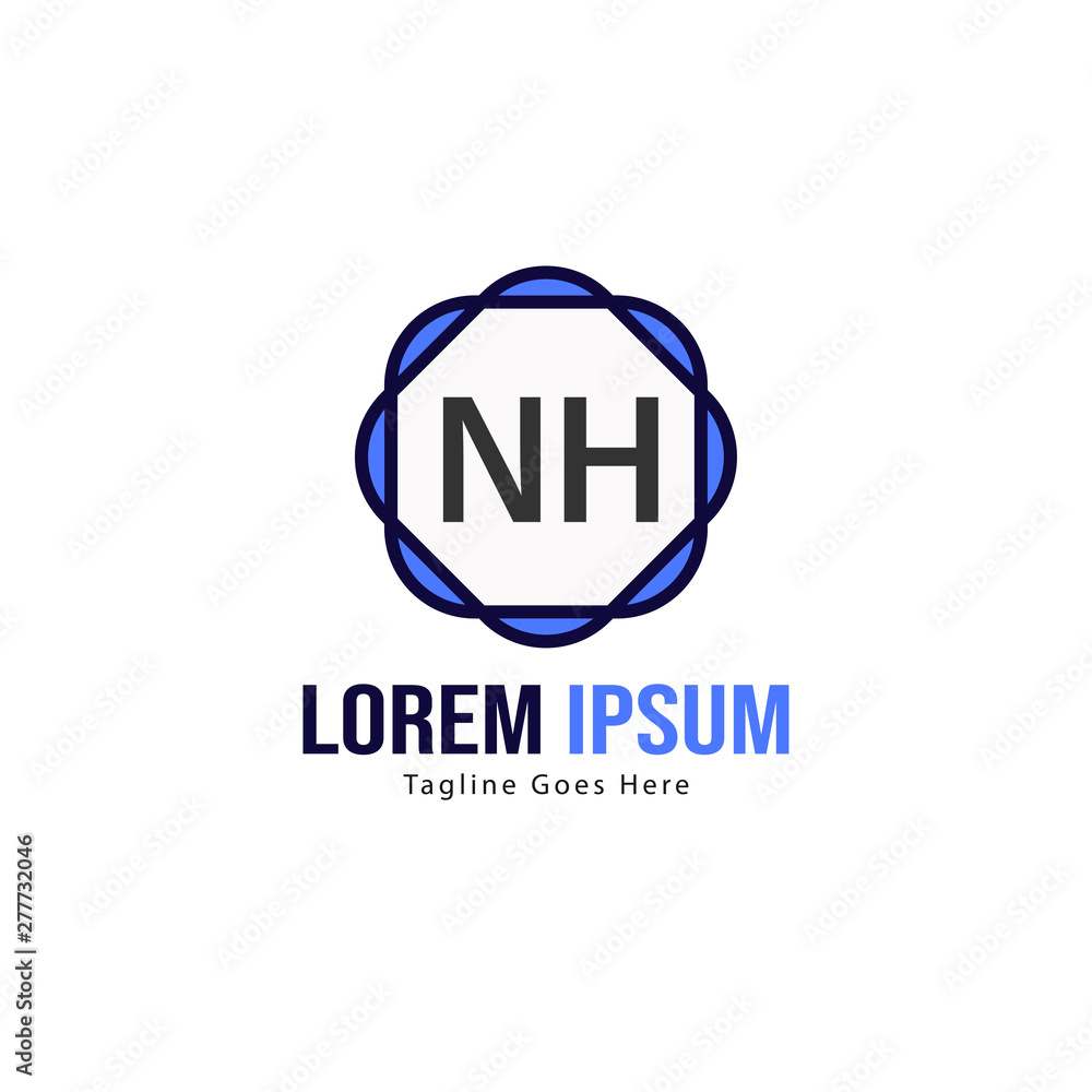 Initial NH logo template with modern frame. Minimalist NH letter logo vector illustration Initial NH logo template with modern frame. Minimalist NH letter logo vector illustration