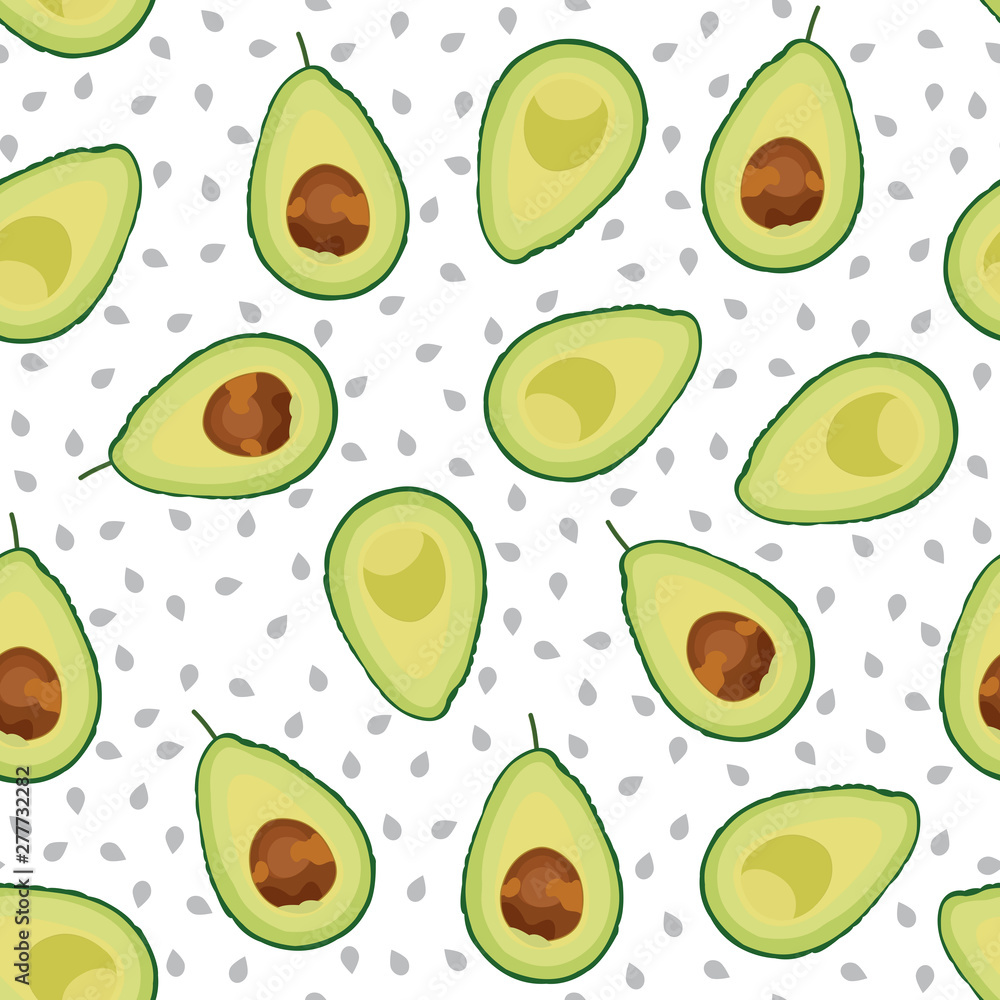Avocado seamless pattern sliced on white background, Fruits vector illustration Avocado seamless pattern sliced on white background, Fruits vector illustration
