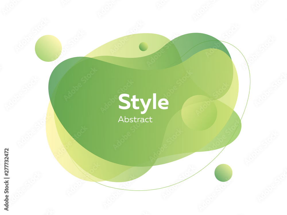 Green and yellow abstract fluid shapes. Transparent layers, wavy lines ...