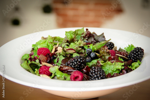 Raspberry and blackberry salad bowl