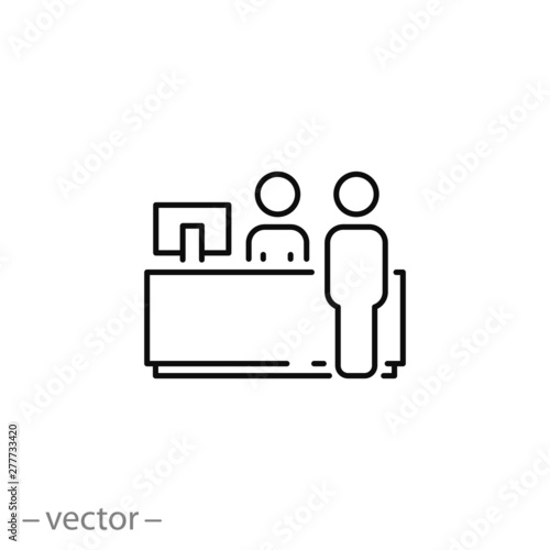 reception desk icon, customer service, counter, thin line symbol for web and mobile phone on white background - editable stroke vector illustration eps10 photo