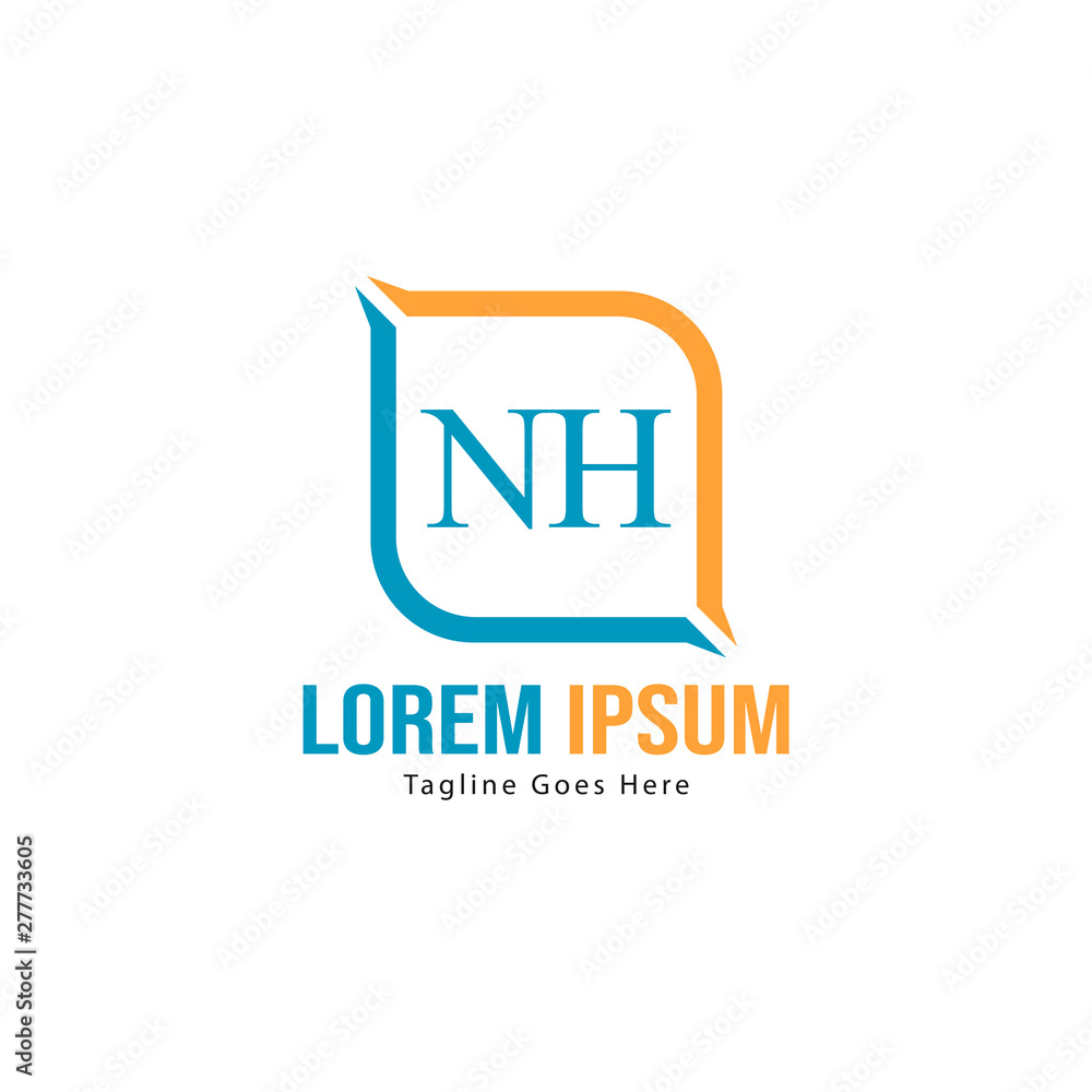 Initial NH logo template with modern frame. Minimalist NH letter logo vector illustration Initial NH logo template with modern frame. Minimalist NH letter logo vector illustration
