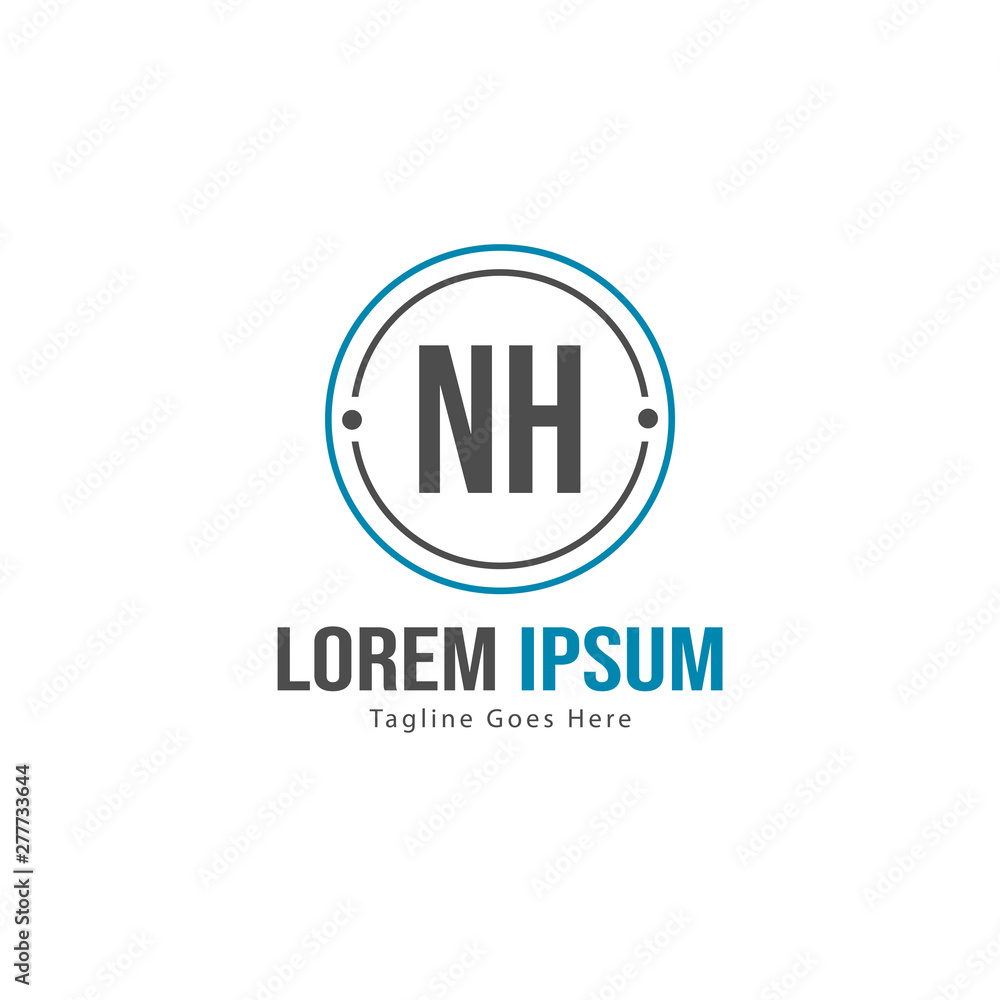 Initial NH logo template with modern frame. Minimalist NH letter logo vector illustration Initial NH logo template with modern frame. Minimalist NH letter logo vector illustration