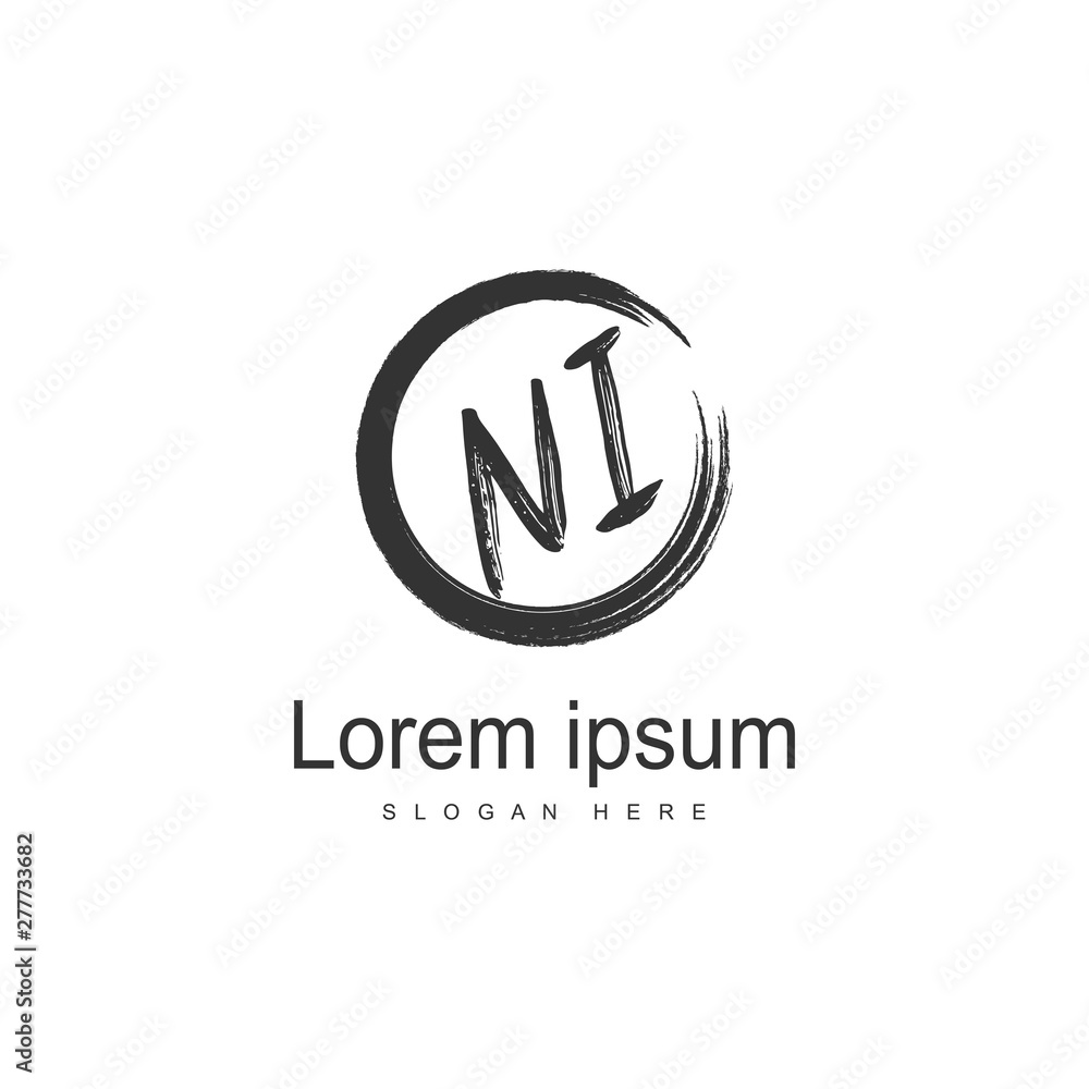 Initial NI logo template with modern frame. Minimalist NI letter logo vector illustration Initial NI logo template with modern frame. Minimalist NI letter logo vector illustration