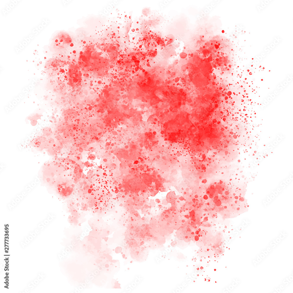 Red, bloody watercolor background. Abstract aquarelle stain. Vector colorful splash on white backdrop. Beautiful texture for your graphic design.