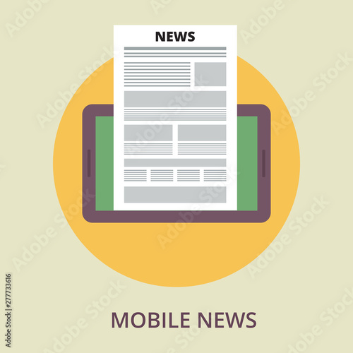 holding smartphone with news website.