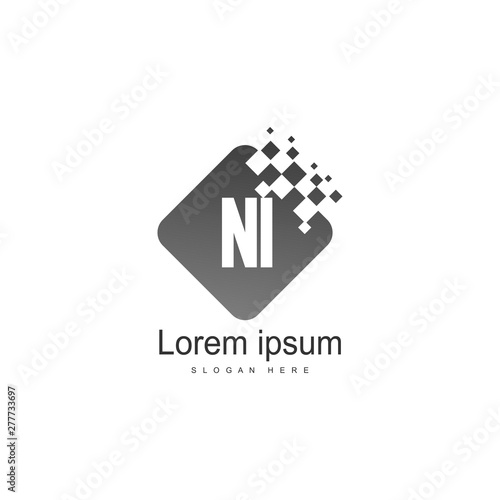 Initial NI logo template with modern frame. Minimalist NI letter logo vector illustration