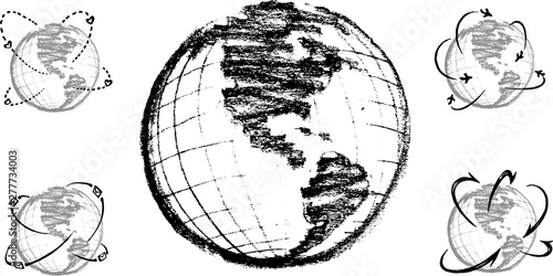 Sketch Globe Travel Routes