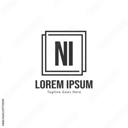 Initial NI logo template with modern frame. Minimalist NI letter logo vector illustration