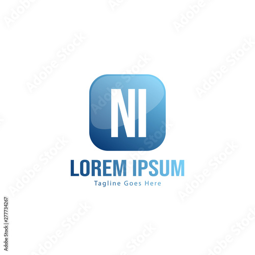 Initial NI logo template with modern frame. Minimalist NI letter logo vector illustration