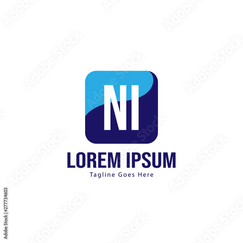 Initial NI logo template with modern frame. Minimalist NI letter logo vector illustration