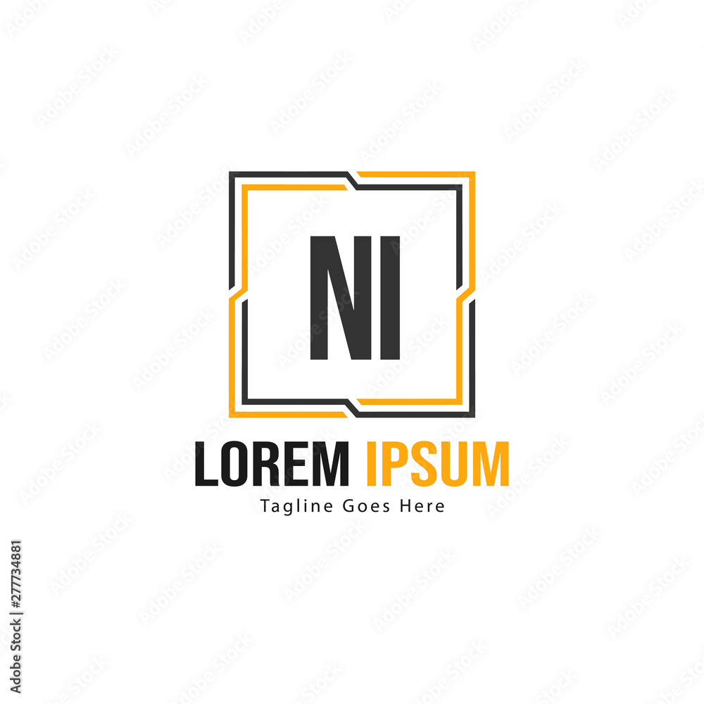 Initial NI logo template with modern frame. Minimalist NI letter logo vector illustration Initial NI logo template with modern frame. Minimalist NI letter logo vector illustration