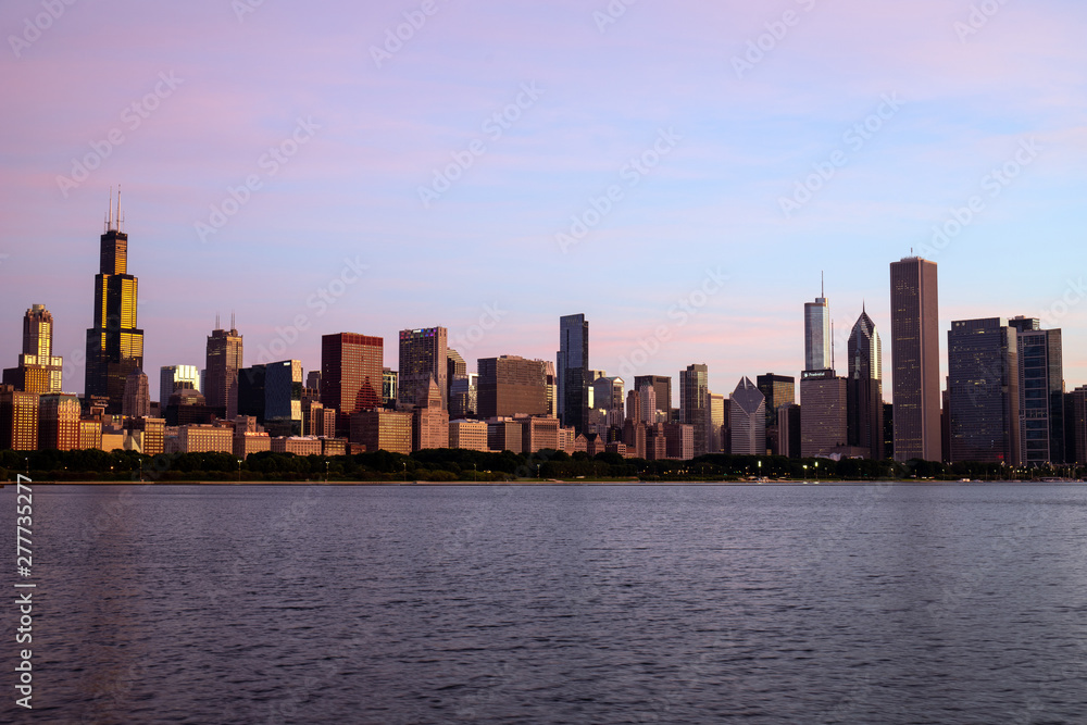 Chicago downtown skyline Cityscape from Lake Michigan