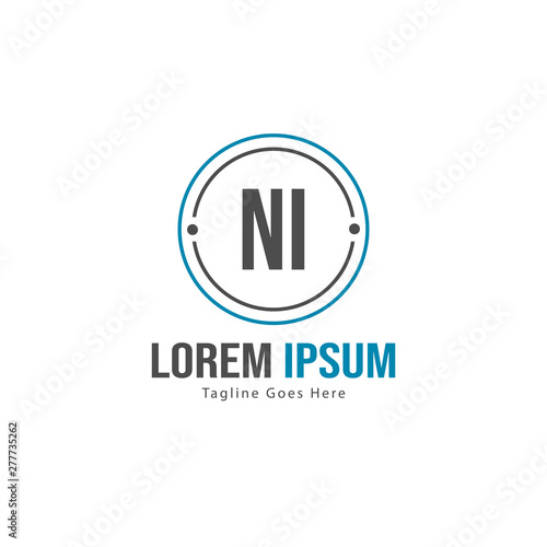 Initial NI logo template with modern frame. Minimalist NI letter logo vector illustration