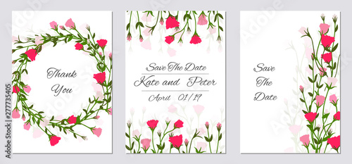 Elegant floral invite set, modern card in rose eustoma