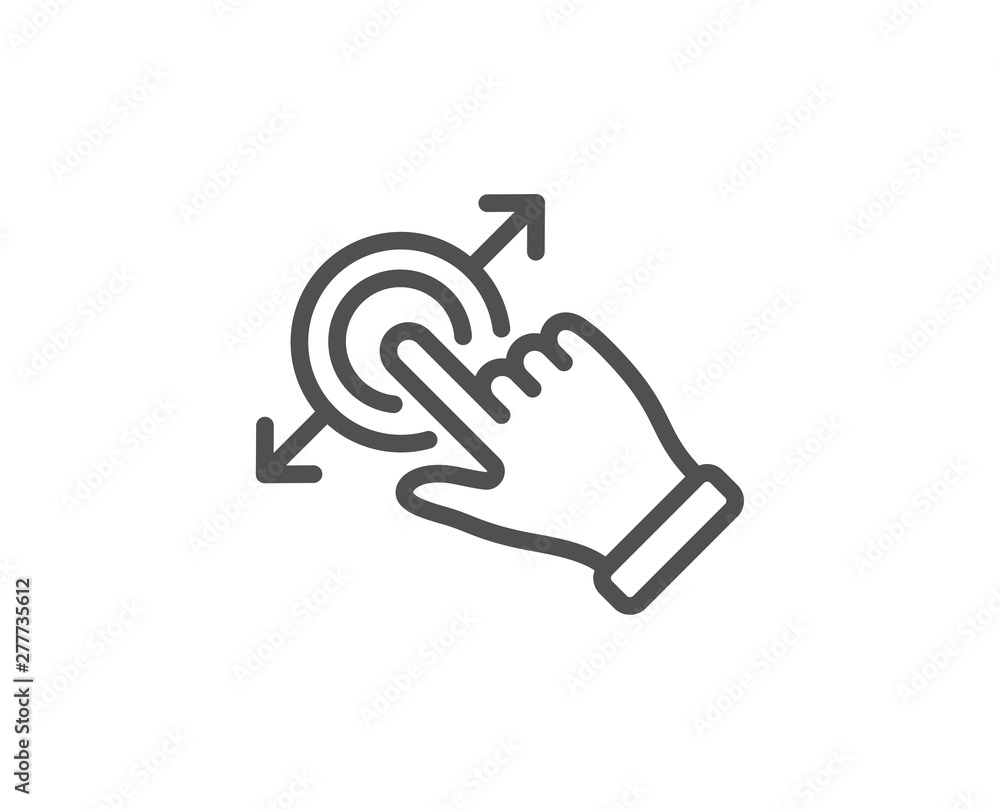 Touchscreen gesture line icon. Drag and drop arrow sign. Swipe action symbol. Quality design element. Linear style touchscreen gesture icon. Editable stroke. Vector Touchscreen gesture line icon. Drag and drop arrow sign. Swipe action symbol. Quality design element. Linear style touchscreen gesture icon. Editable stroke. Vector