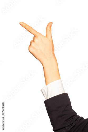 Woman's counting hand with two fingers gesture