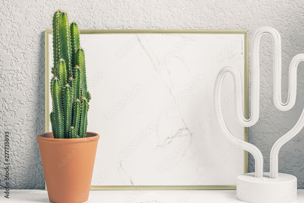 minimalist, home office, minimalism, succulent, office space, cactus,  plant, green, nature, house, home, detail, botanical, botany, aloe, leaf,  foliage, tropical, closeup, decor, growth, indoor, growi Stock-Foto | Adobe  Stock