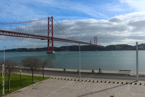Bridge in Lisbon with clouds