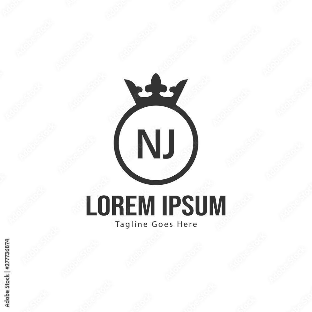Fototapeta premium Initial NJ logo template with modern frame. Minimalist NJ letter logo vector illustration