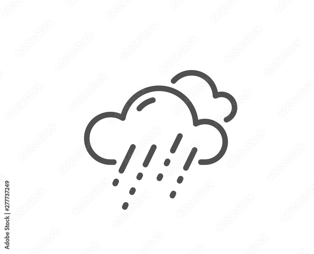 Rainy weather forecast line icon. Clouds with rain sign. Cloudy sky symbol. Quality design element. Linear style rainy weather icon. Editable stroke. Vector Rainy weather forecast line icon. Clouds with rain sign. Cloudy sky symbol. Quality design element. Linear style rainy weather icon. Editable stroke. Vector