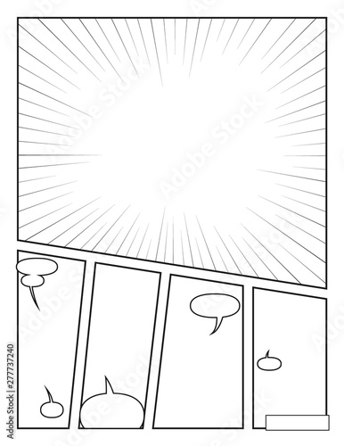 comic book template for Drawing Stories with halftone effects and speech bubbles