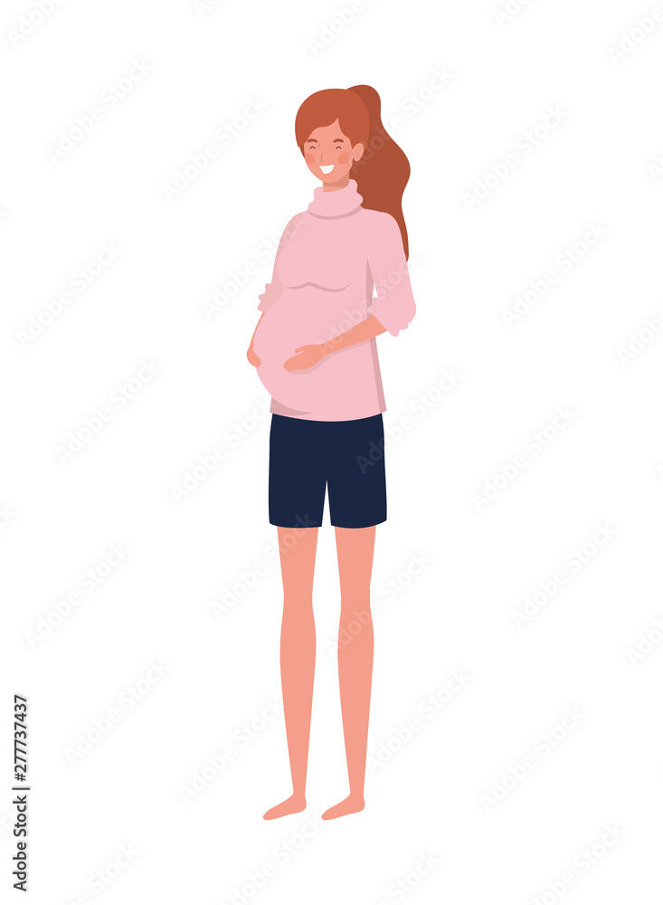 beautiful woman pregnant standing on white background beautiful woman pregnant standing on white background