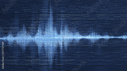 Hi-Tech Digital Sound Wave Low and Hight richter scale with frequency Speed Line on Blue Background,technology and earthquake wave  diagram concept,design for music studio and science,Vector