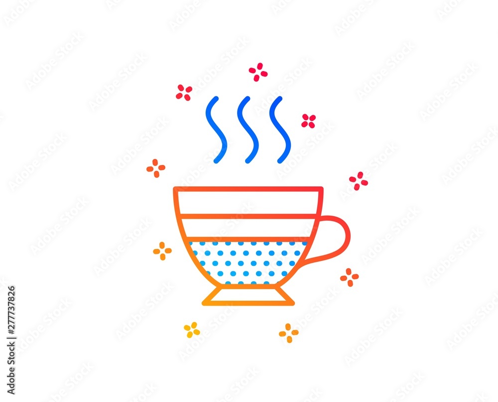 Cafe creme icon. Hot drink sign. Beverage symbol. Gradient design elements. Linear cafe creme icon. Random shapes. Vector