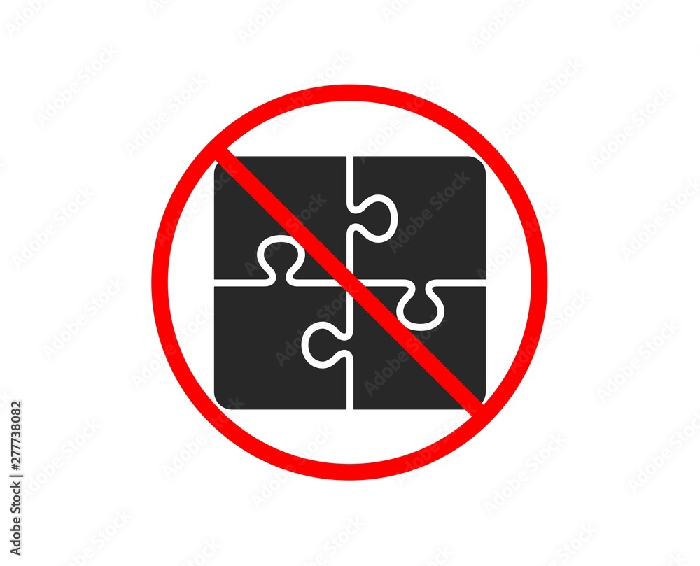 No or Stop. Puzzle icon. Engineering strategy sign. Prohibited ban stop symbol. No puzzle icon. Vector No or Stop. Puzzle icon. Engineering strategy sign. Prohibited ban stop symbol. No puzzle icon. Vector