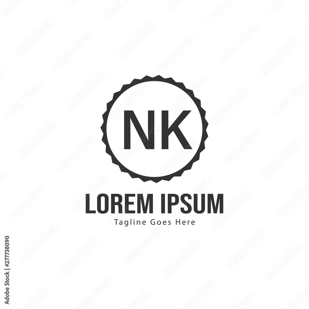 Initial NK logo template with modern frame. Minimalist NK letter logo vector illustration Initial NK logo template with modern frame. Minimalist NK letter logo vector illustration
