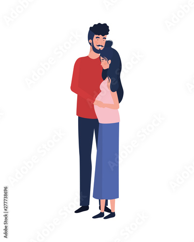 pregnant woman with husband standing