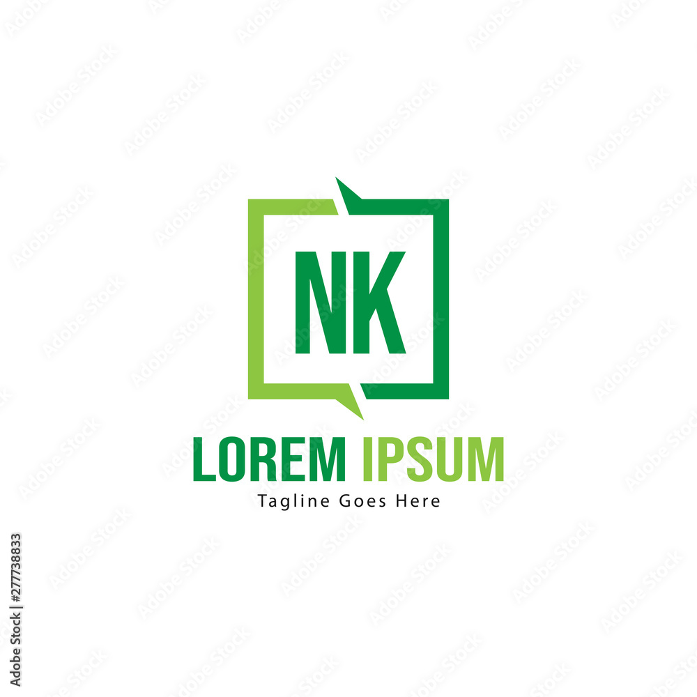 Initial NK logo template with modern frame. Minimalist NK letter logo vector illustration Initial NK logo template with modern frame. Minimalist NK letter logo vector illustration