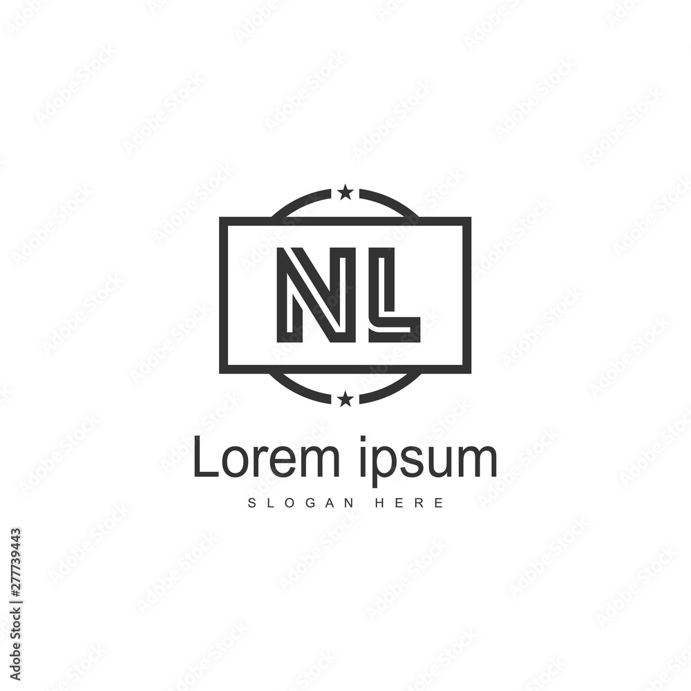 Initial NL logo template with modern frame. Minimalist NL letter logo vector illustration Initial NL logo template with modern frame. Minimalist NL letter logo vector illustration