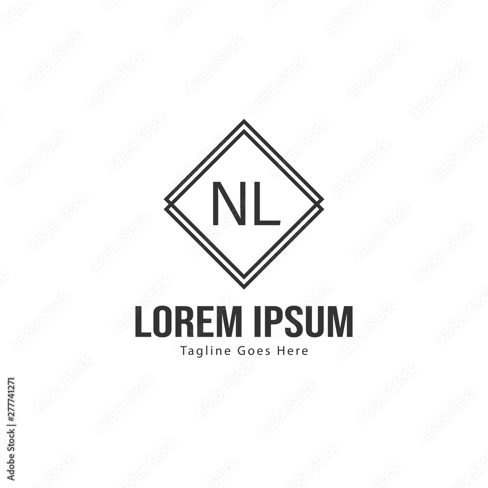 Initial NL logo template with modern frame. Minimalist NL letter logo vector illustration