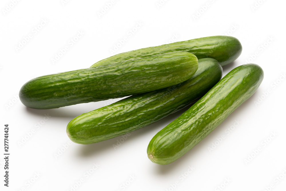 Fresh cucumber on white background.