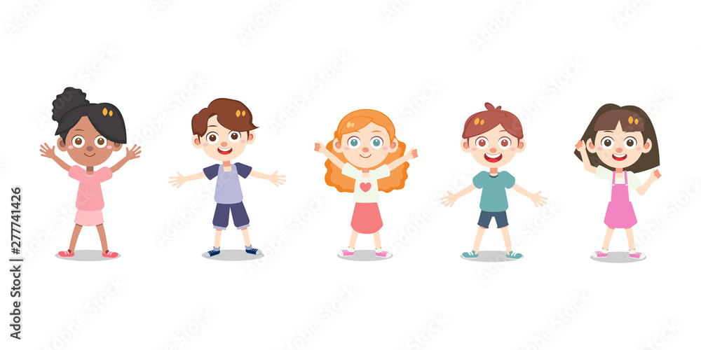Children and friends are happy vector isolated Children and friends are happy vector isolated