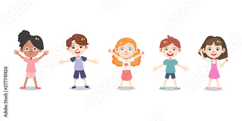 Children and friends are happy vector isolated