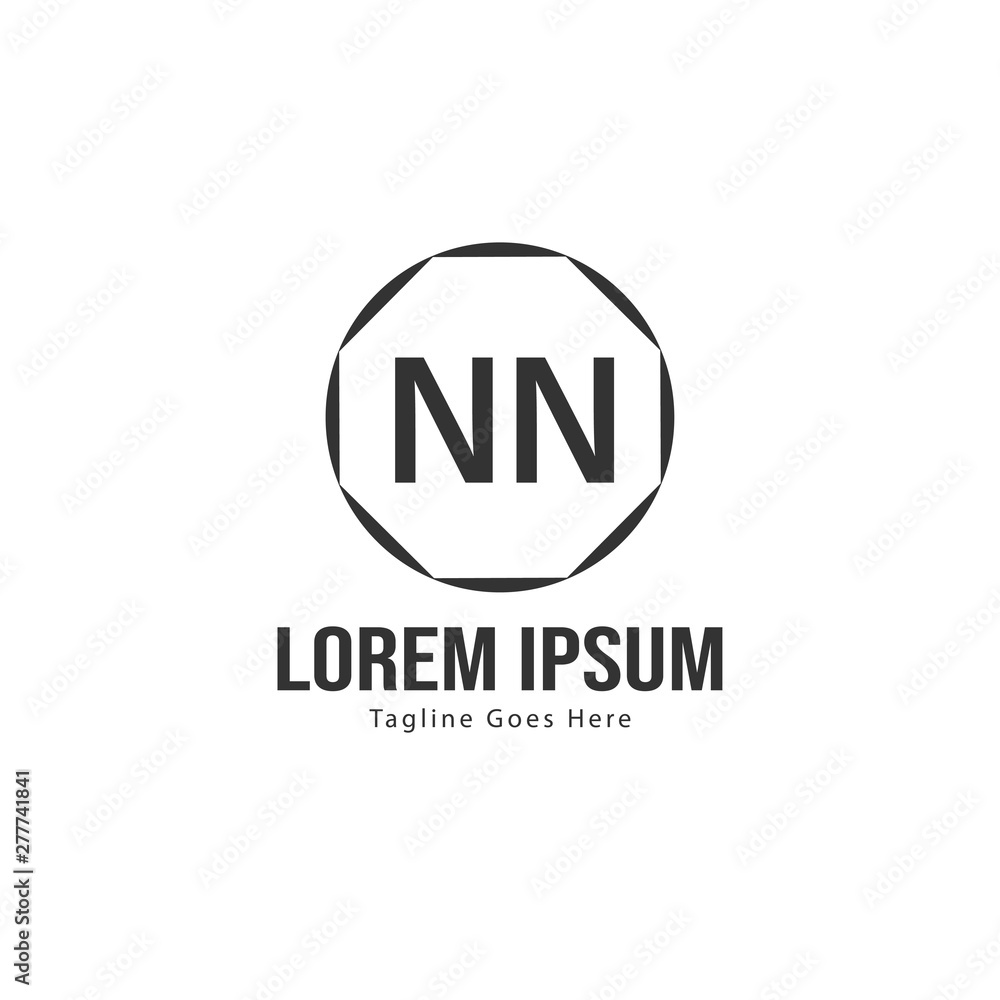 Initial NN logo template with modern frame. Minimalist NN letter logo vector illustration
