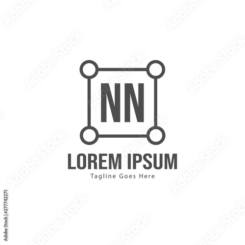 Initial NN logo template with modern frame. Minimalist NN letter logo vector illustration