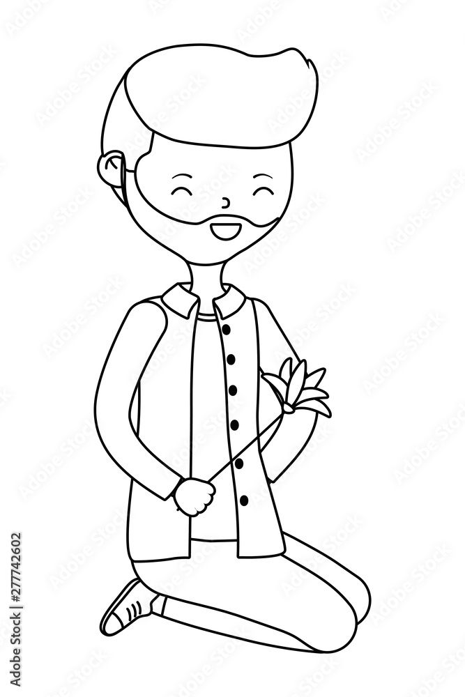 Teenager boy cartoon with cat toy design Teenager boy cartoon with cat toy design