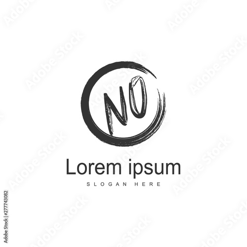 Initial NO logo template with modern frame. Minimalist NO letter logo vector illustration