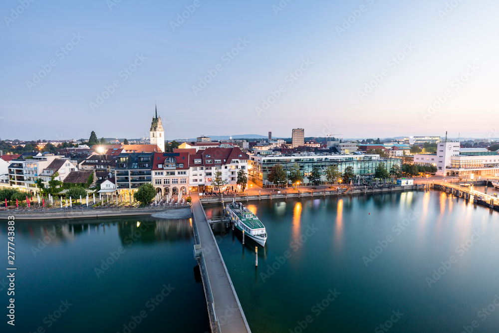 Friedrichshafen, Baden-W¸rttemberg, Germany: View over the city and harbor from the Friedrichshafen, Baden-W¸rttemberg, Germany: View over the city and harbor from the