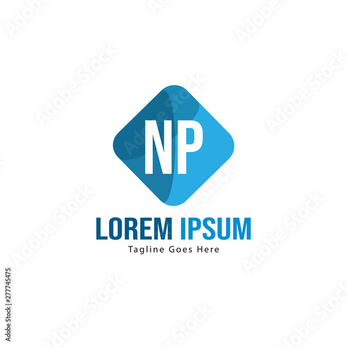 Initial NP logo template with modern frame. Minimalist NP letter logo vector illustration