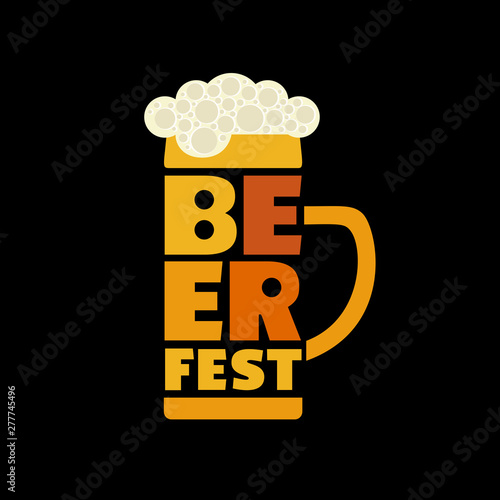 Beer fest hand drawn flat color vector lettering