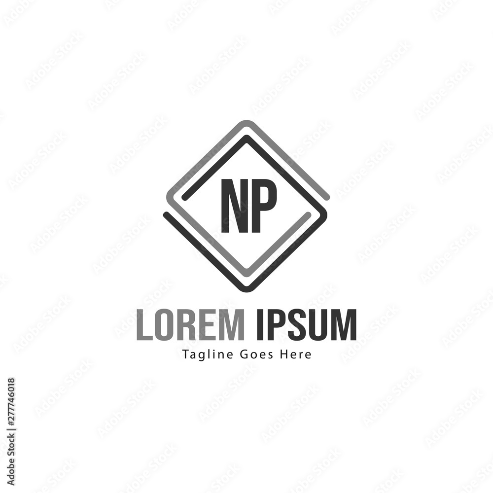 Initial NP logo template with modern frame. Minimalist NP letter logo vector illustration