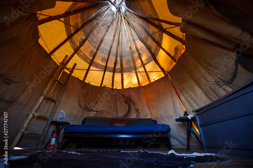 Inside view of the ultimate glamping set up: the tepee northeast Oregon