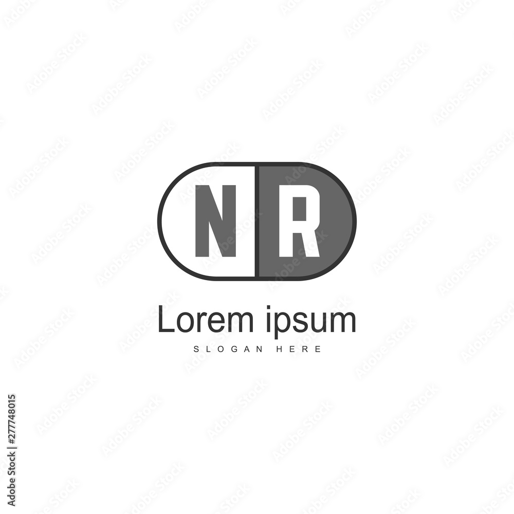 Initial NR logo template with modern frame. Minimalist NR letter logo vector illustration Initial NR logo template with modern frame. Minimalist NR letter logo vector illustration