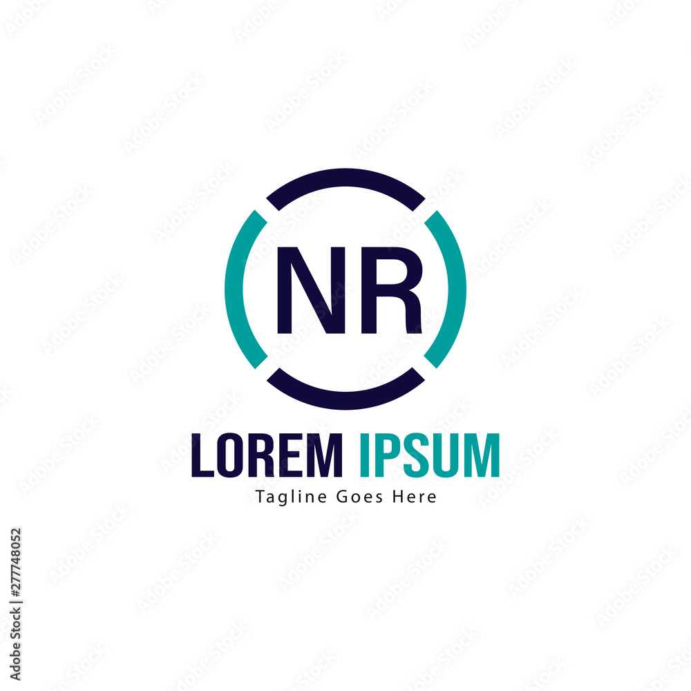 Initial NR logo template with modern frame. Minimalist NR letter logo vector illustration Initial NR logo template with modern frame. Minimalist NR letter logo vector illustration