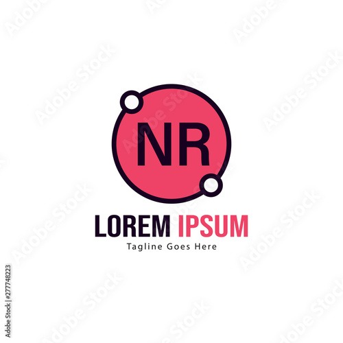 Initial NR logo template with modern frame. Minimalist NR letter logo vector illustration